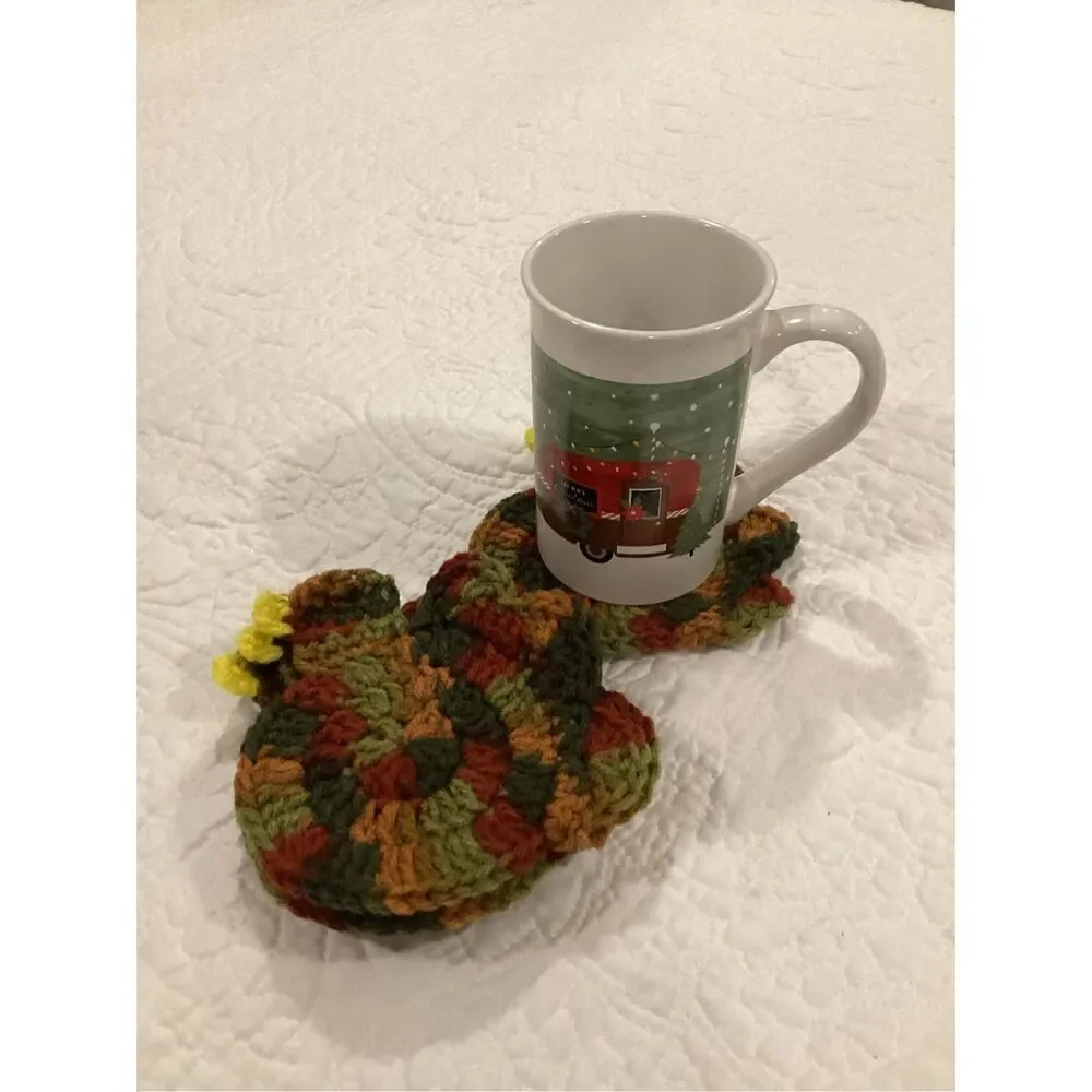 Cute Little Turkey Crochet Coaster Set 4 Piece